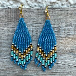 Blue fringe earrings